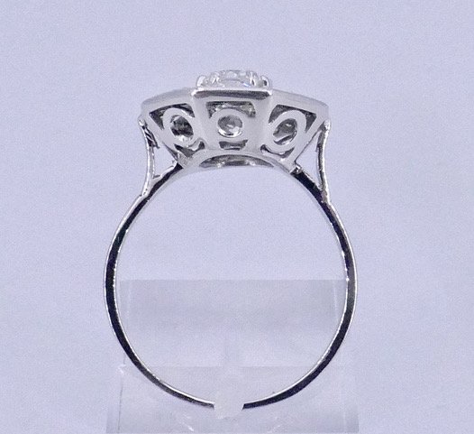 Octagonal White Gold Diamond Ring -photo-2