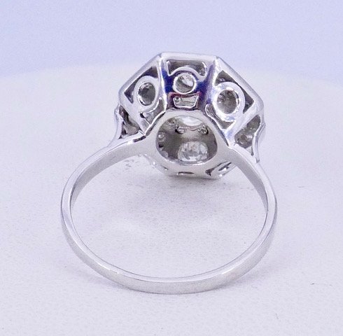 Octagonal White Gold Diamond Ring -photo-2