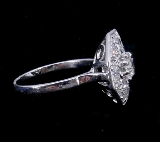 Octagonal White Gold Diamond Ring -photo-5