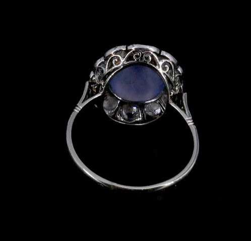 Bague Art déco saphir cabochon étoilé-photo-3