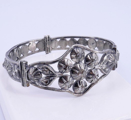 Bracelet Provençal Argent Et Diamants Taillés En Rose -photo-2