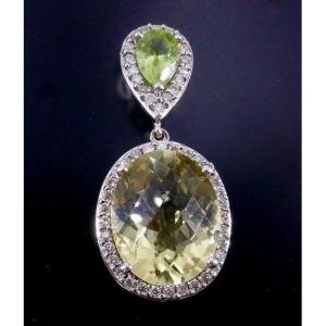 Hélène Duffau Citrine Peridot Diamonds Pendant