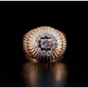 Bague Ronde 1950 Or Platine Et Diamants 