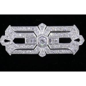 Art Deco Platinum And Diamond Plaque Brooch