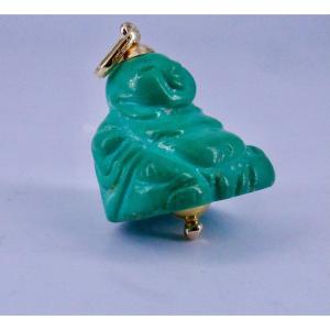 Pendentif Bouddha Turquoise Or