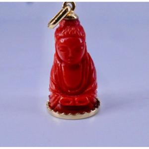 Gold Coral Buddha Pendant