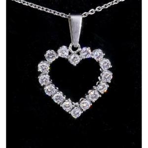 White Gold Heart Pendant With Diamonds 