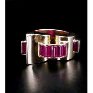 Bague tank or rubis verneuil