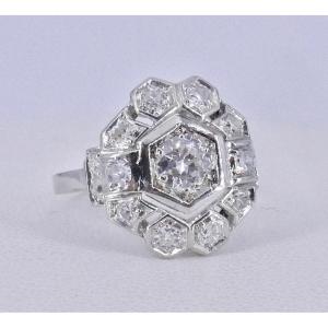 Art Deco Platinum Ring With Diamonds 