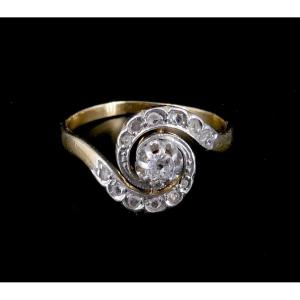 Late 19th-century Gold Tourbillon Ring With Diamonds