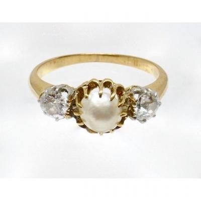 Pearl And Diamond Garter Ring