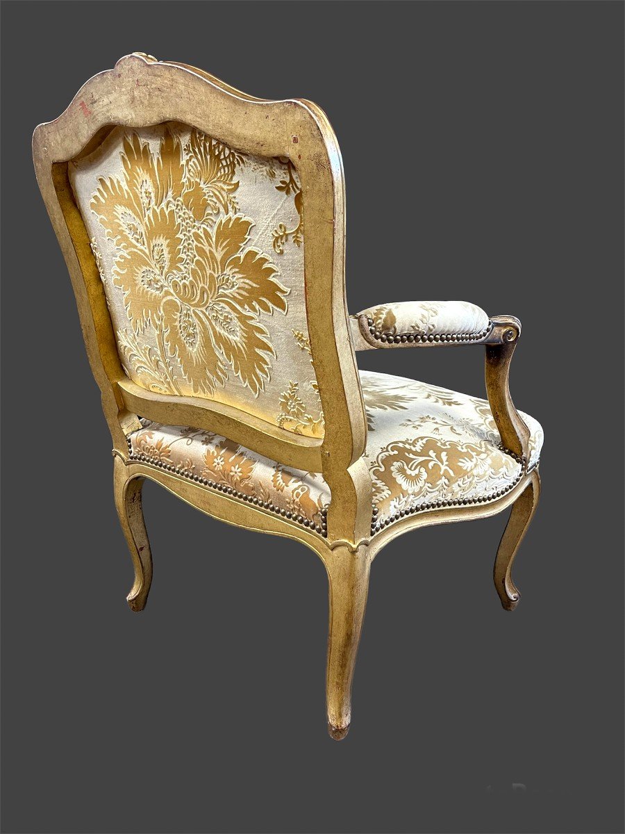 Paire De Fauteuils En Bois Doré. Epoque Louis XV. Dans Le Goût De Tilliard-photo-4