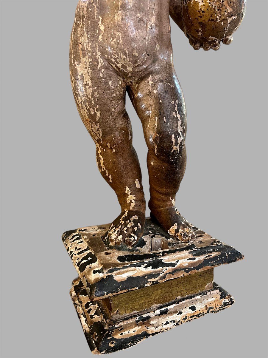  Enfant Jésus En Bois Sculpté . Epoque XVIIIè Siècle-photo-2