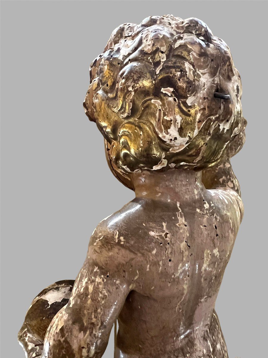 Enfant Jésus En Bois Sculpté . Epoque XVIIIè Siècle-photo-3
