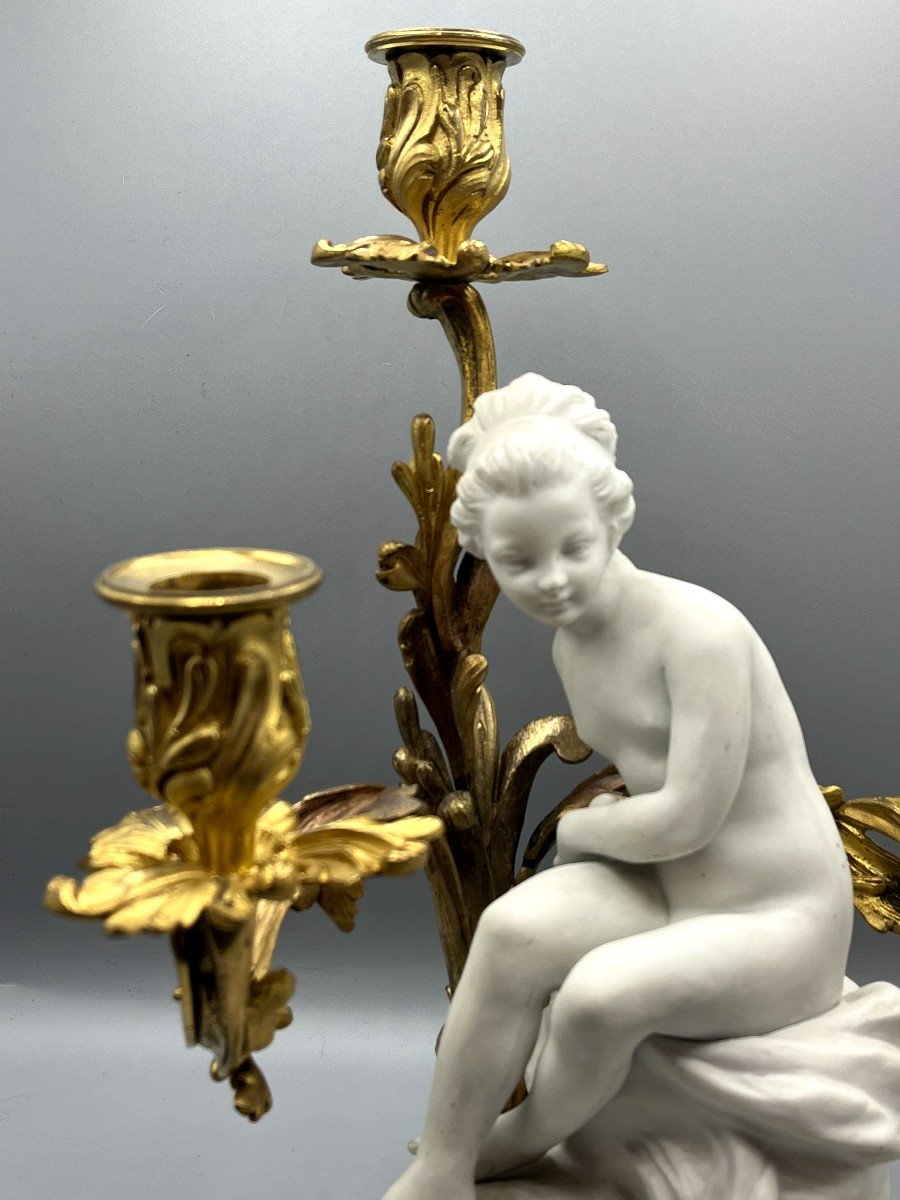 Sevres. Pair Of Biscuits Mounted And Bronze, Napoleon III Period-photo-3