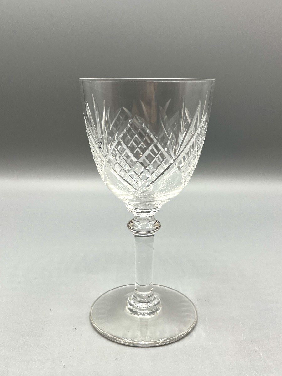 Saint Louis. Set Of 9 Crystal Wine Glasses, Chantilly Model-photo-4