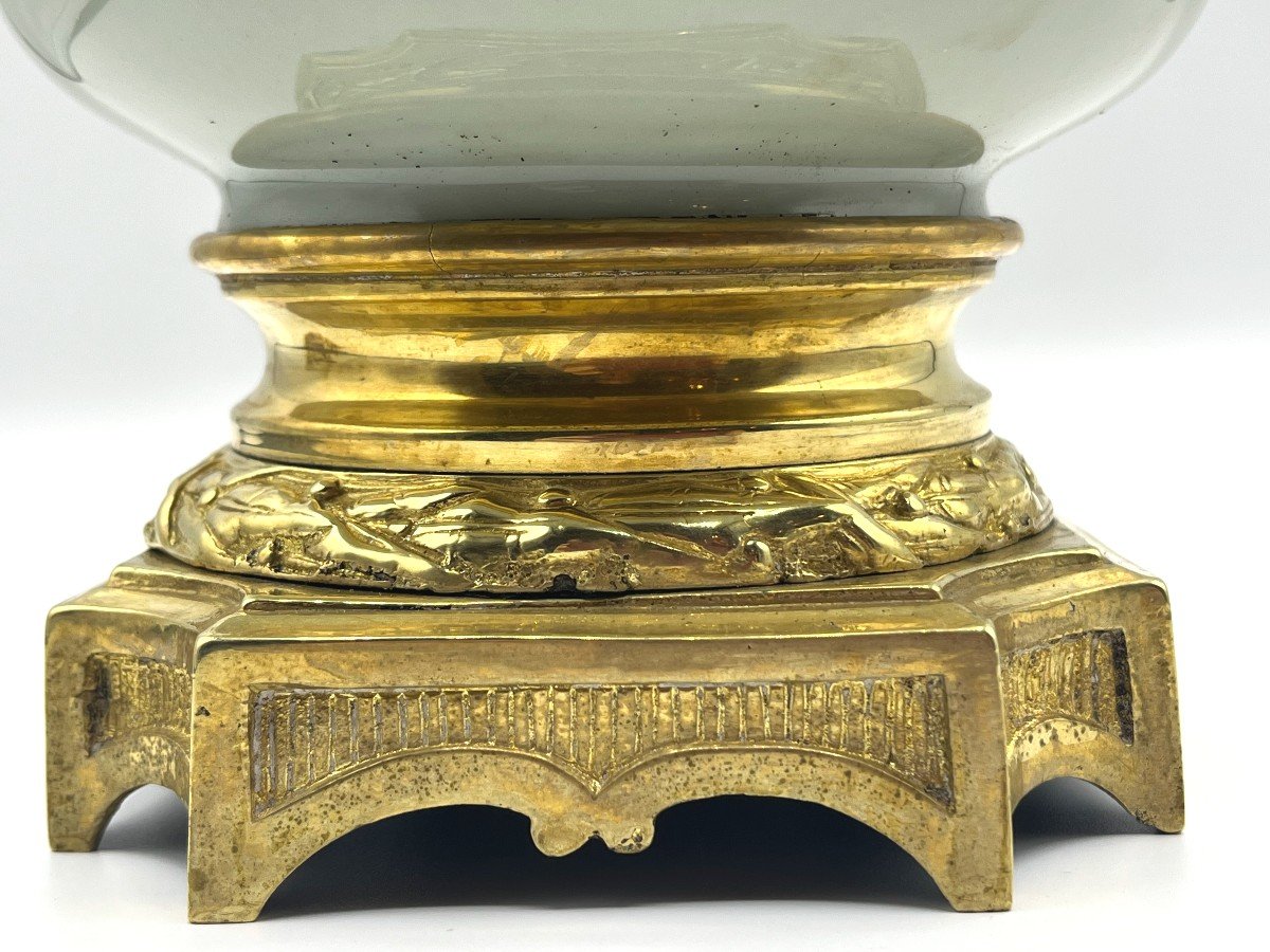 Paire De Lampes En Porcelaine Céladon Fleuri. Epoque XIXè siècle-photo-1