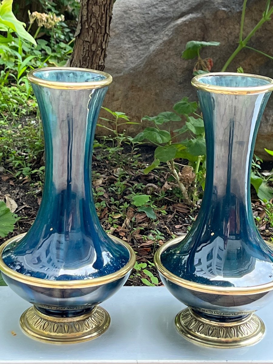 Pair Of Flamed Ceramic Vases. 19th Century-photo-3