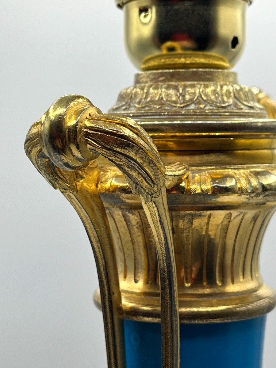 Lampe En Porcelaine Et Bronze . Epoque Napoléon III-photo-3