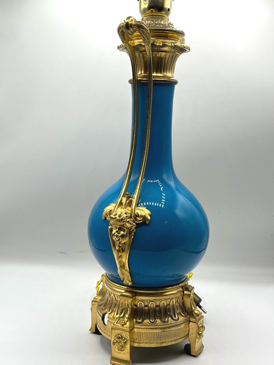 Lampe En Porcelaine Et Bronze . Epoque Napoléon III-photo-1
