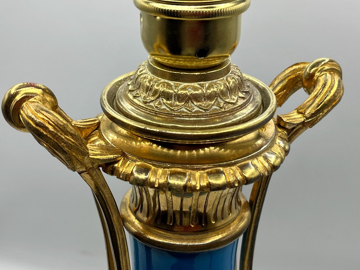 Lampe En Porcelaine Et Bronze . Epoque Napoléon III-photo-4