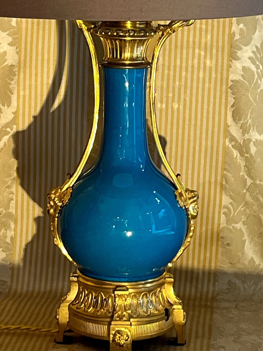 Lampe En Porcelaine Et Bronze . Epoque Napoléon III-photo-7
