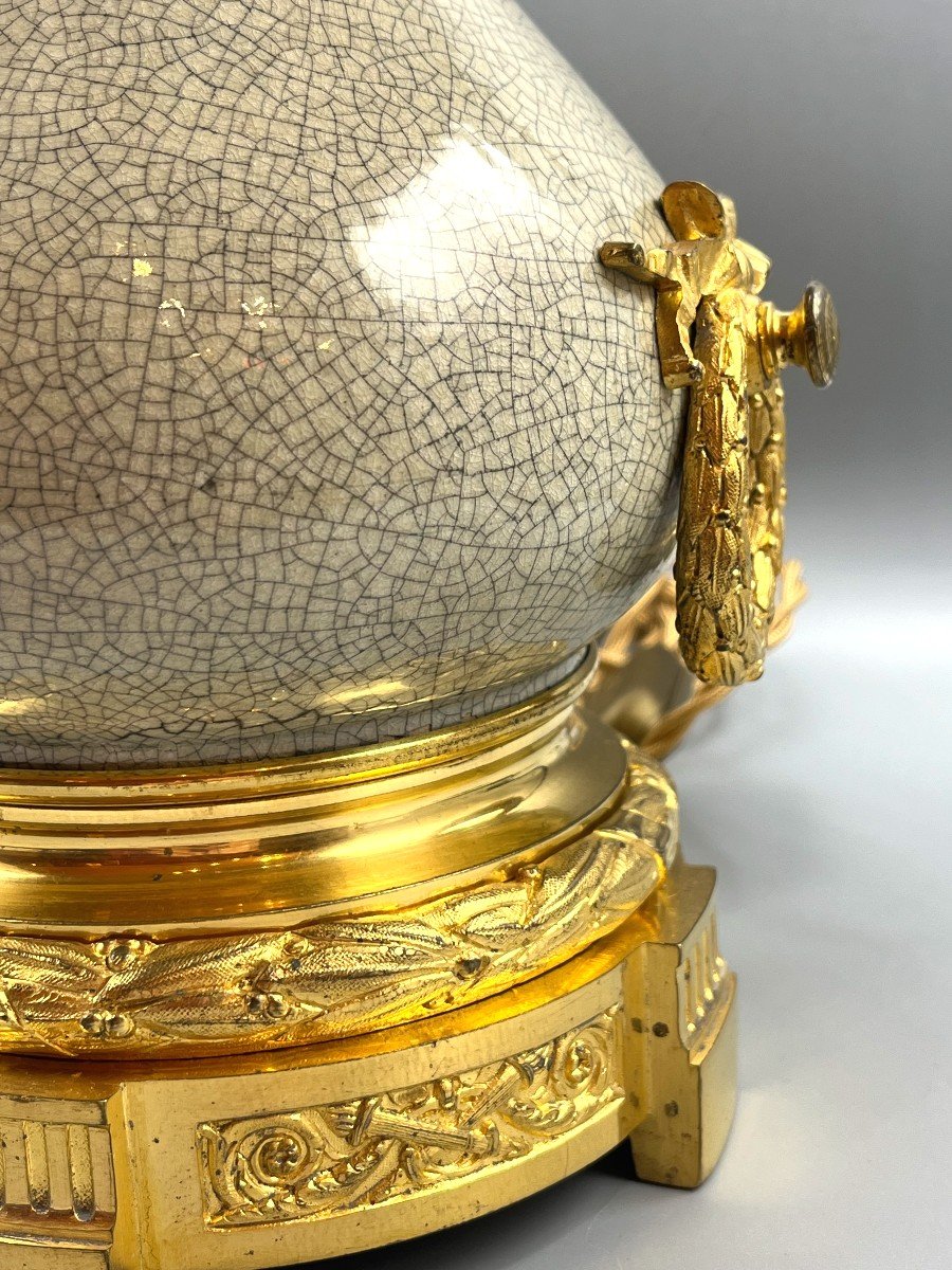 Lampe En Céladon Craquelé. époque Napoléon III-photo-3