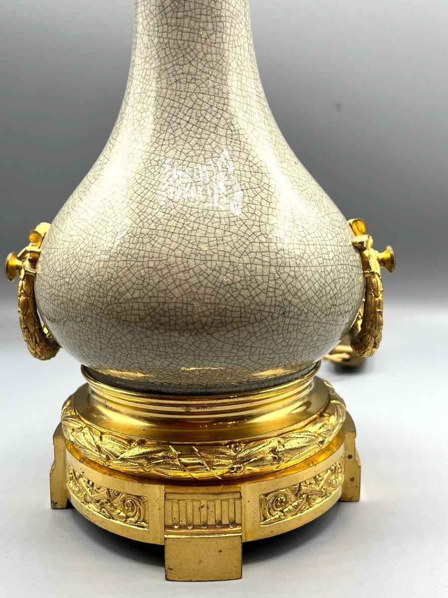 Lampe En Céladon Craquelé. époque Napoléon III-photo-6