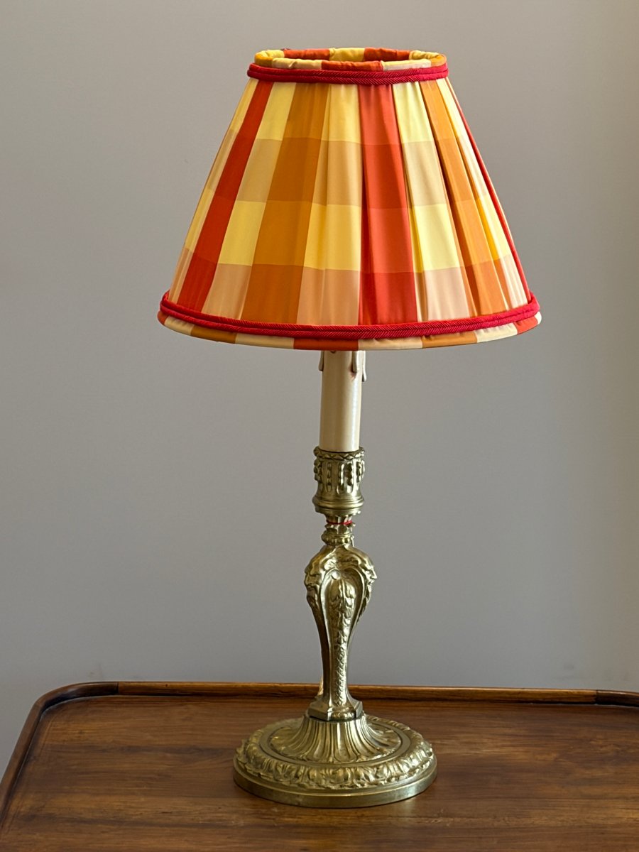 Torch Mounted As A Lamp, In Gilt Bronze. Regency Style. -photo-2