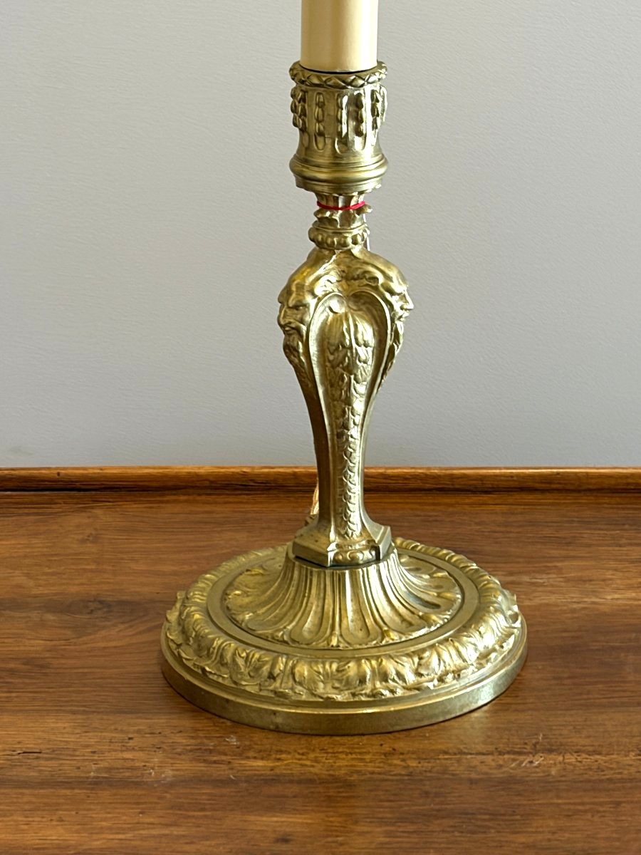 Torch Mounted As A Lamp, In Gilt Bronze. Regency Style. -photo-3