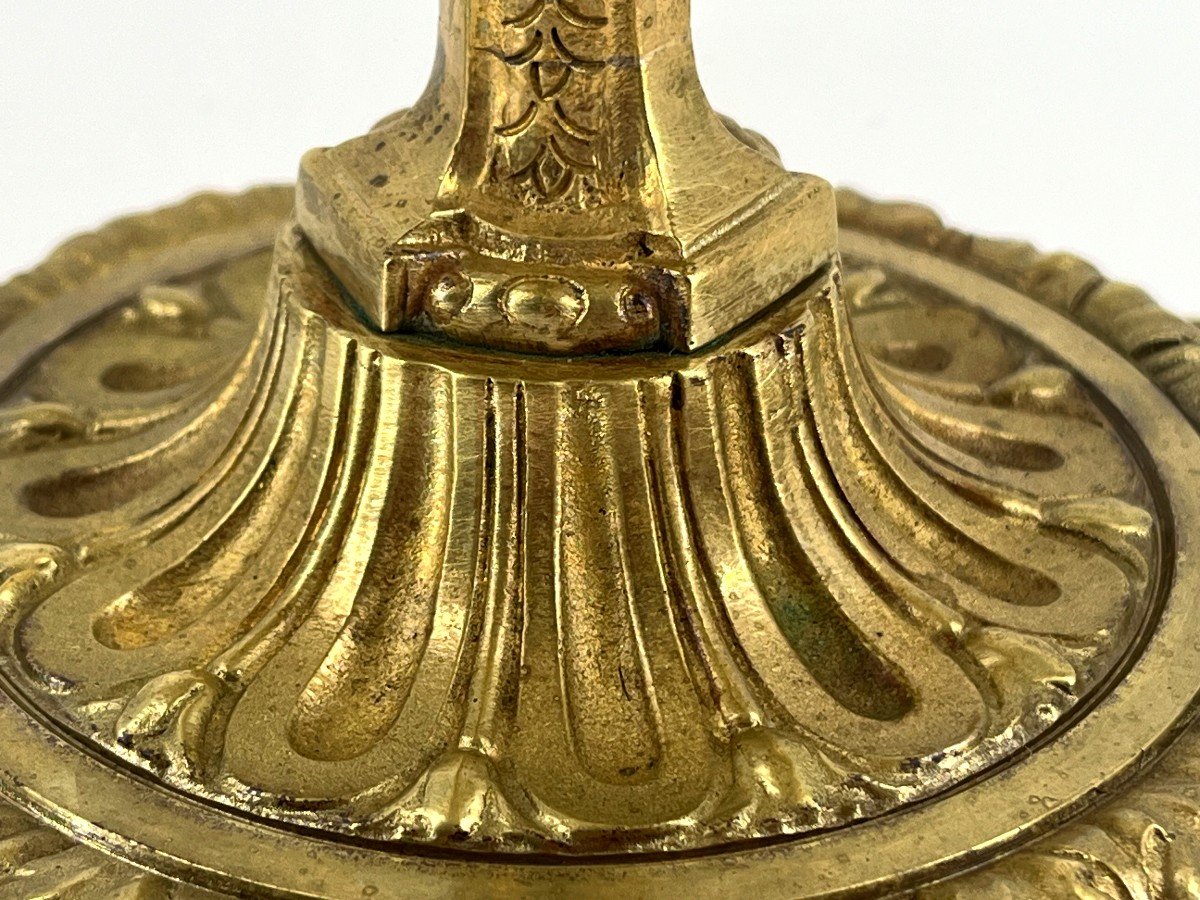Torch Mounted As A Lamp, In Gilt Bronze. Regency Style. -photo-3