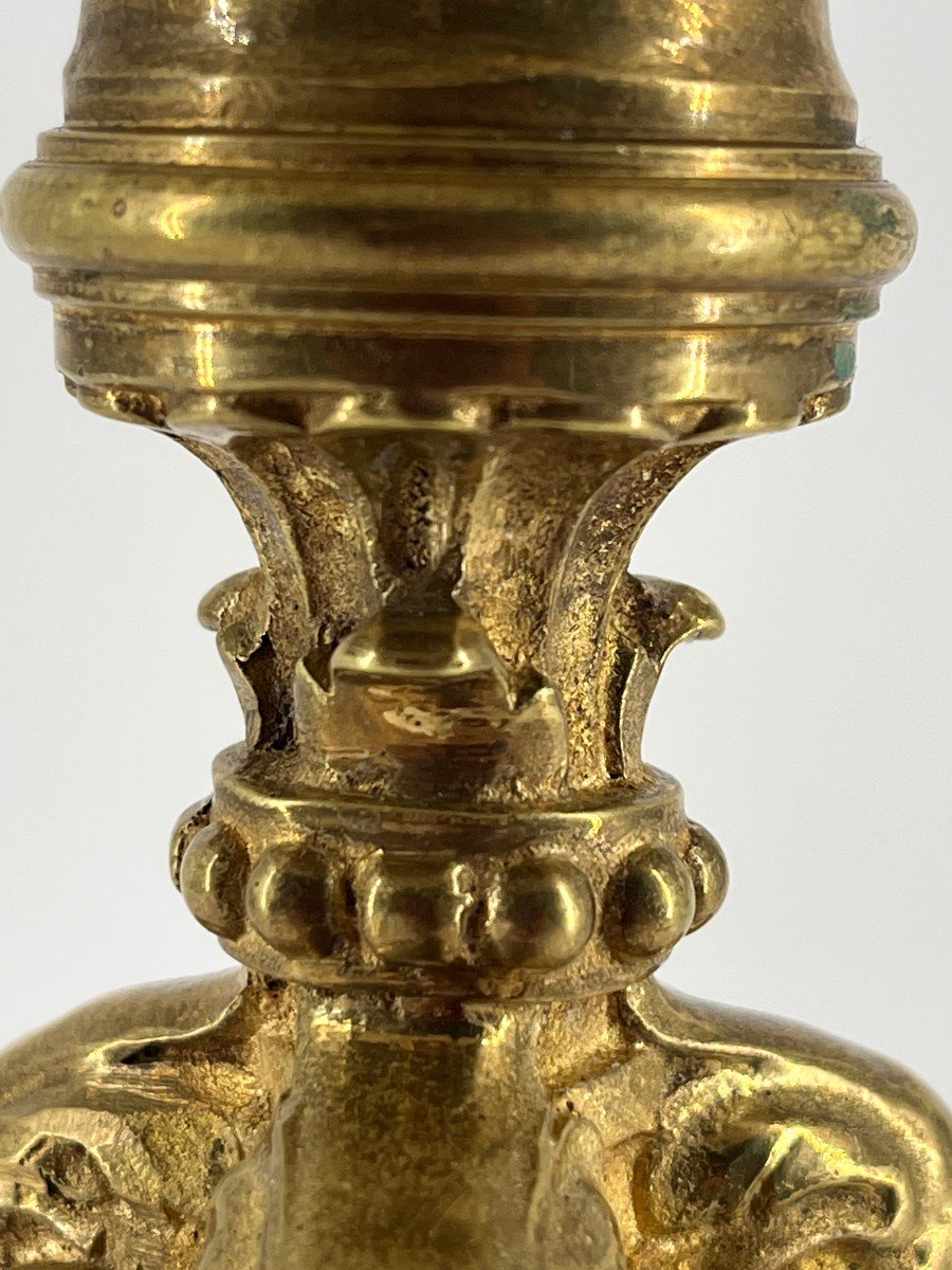 Torch Mounted As A Lamp, In Gilt Bronze. Regency Style. -photo-4