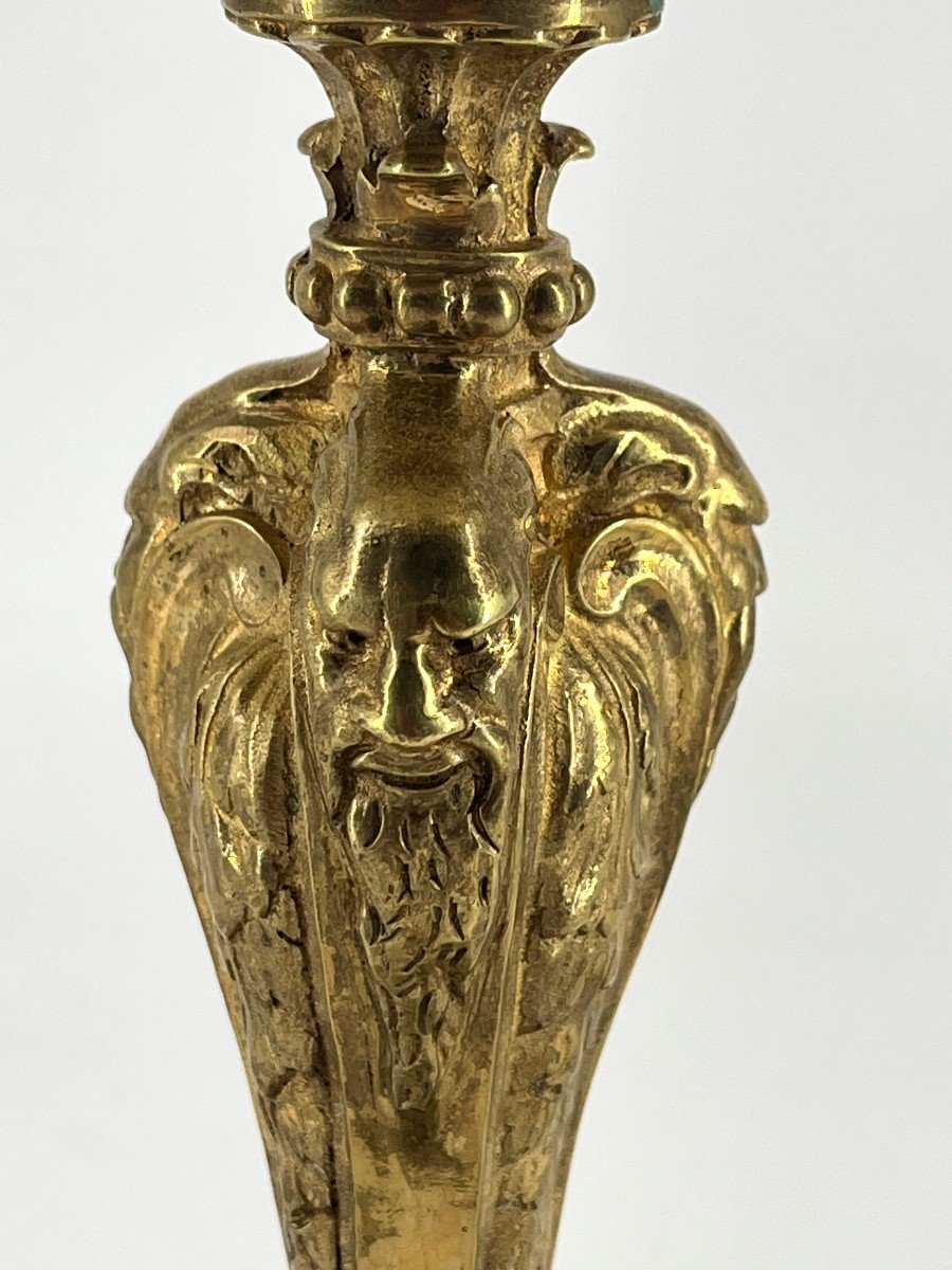 Torch Mounted As A Lamp, In Gilt Bronze. Regency Style. -photo-5