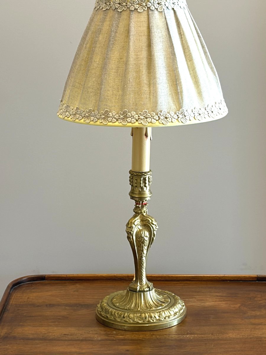 Torch Mounted As A Lamp, In Gilt Bronze. Regency Style. 
