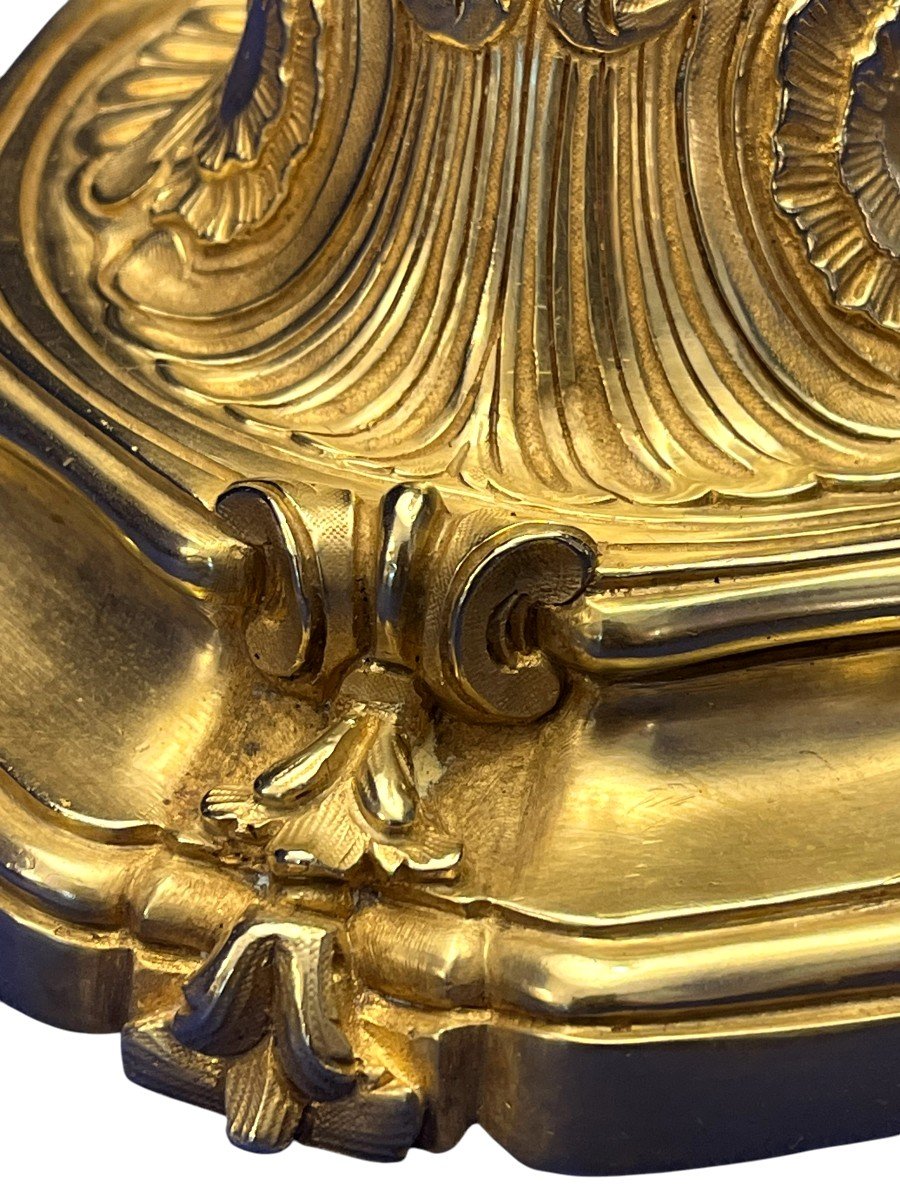 Paire De Flambeaux Montés En Lampes, En Bronze Doré. Style Louis XV. Epoque XIXè Siècle-photo-4