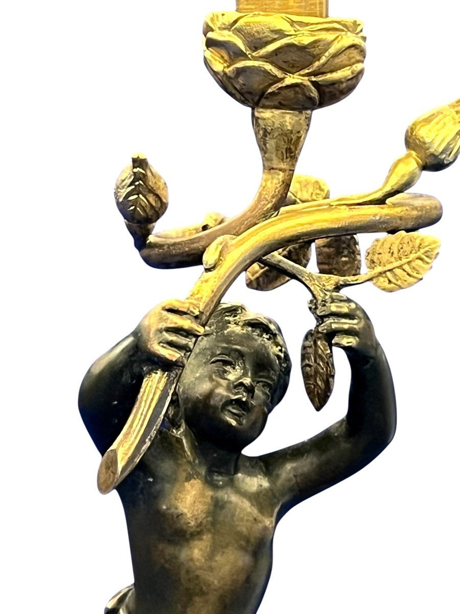 Paire De Lampes Aux Putti. Epoque Napoléon III-photo-2