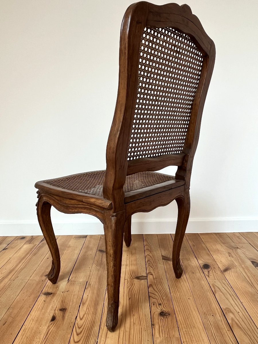 Serie de Six chaises cannées,  à la grenade. Epoque Régence. 18e siècle -photo-7