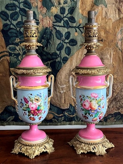 Pair Of Paris Porcelain Vases, Napoleon III Period-photo-4