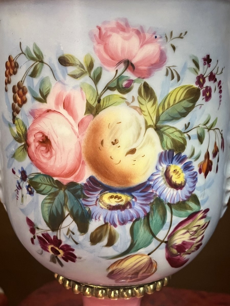 Pair Of Paris Porcelain Vases, Napoleon III Period-photo-1