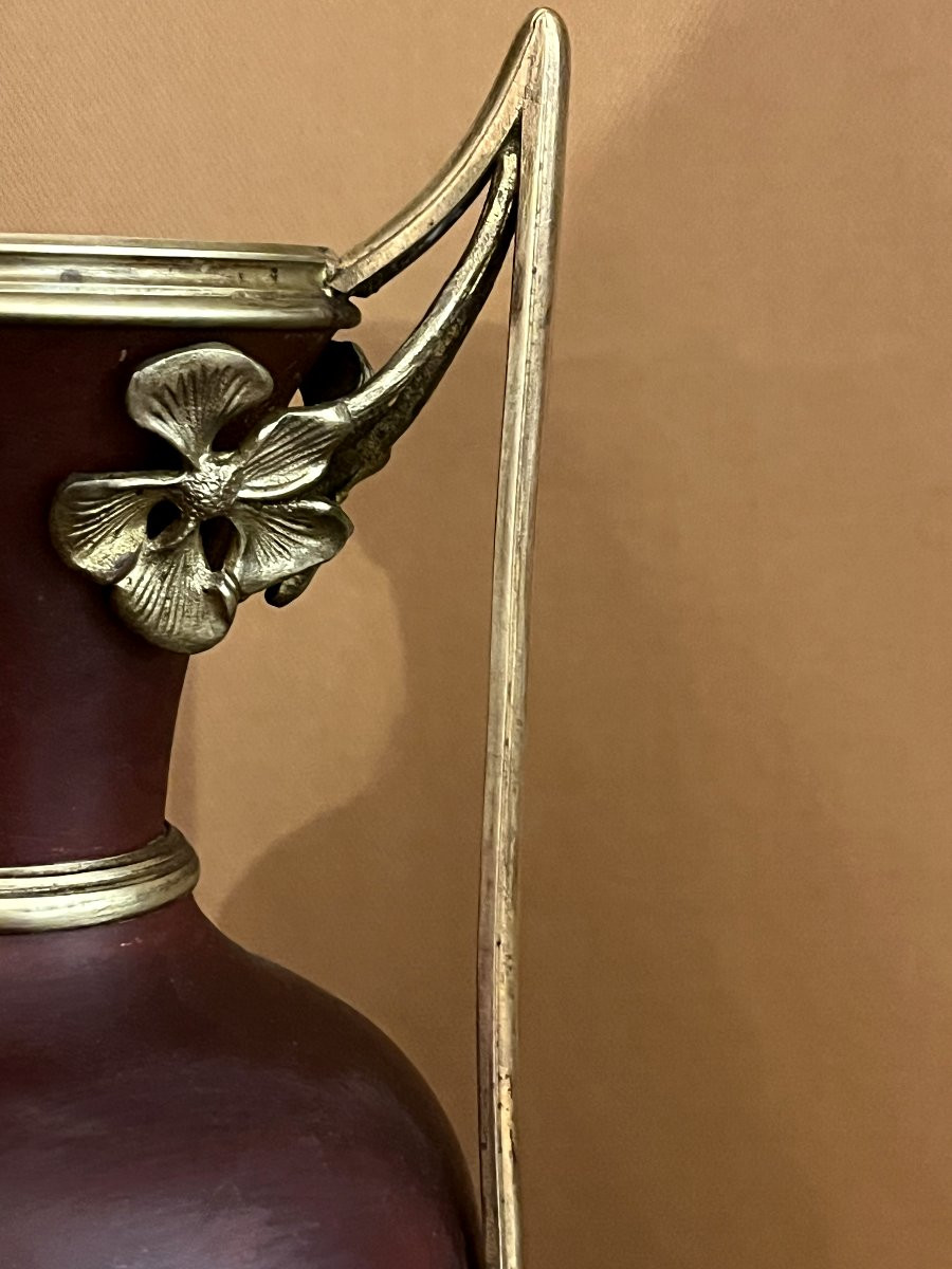 Pair Of Sheet Metal Vases, Late 19th Century-photo-2