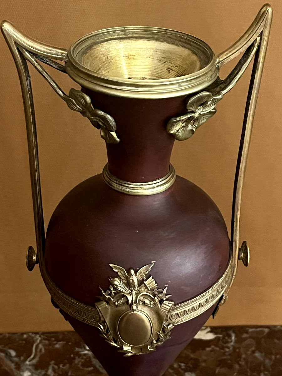 Pair Of Sheet Metal Vases, Late 19th Century-photo-4