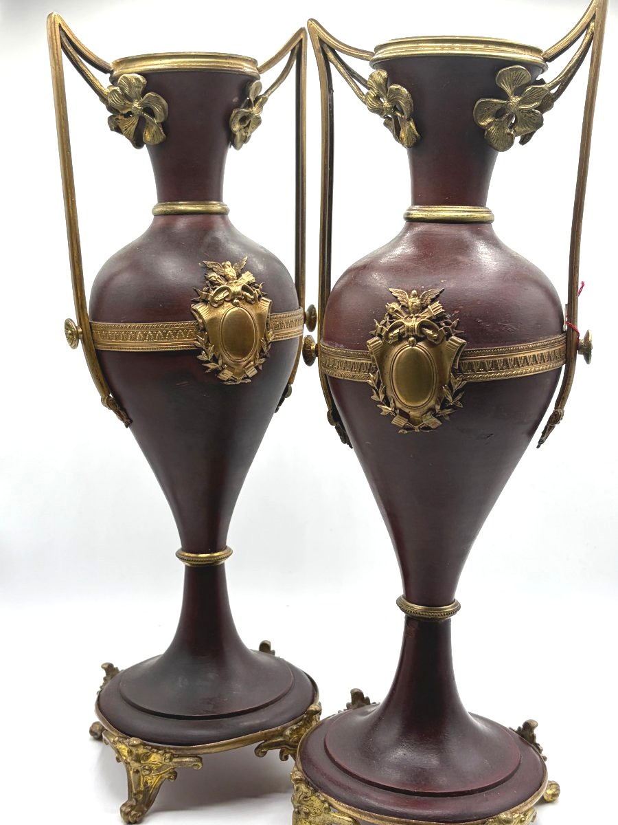 Pair Of Sheet Metal Vases, Late 19th Century
