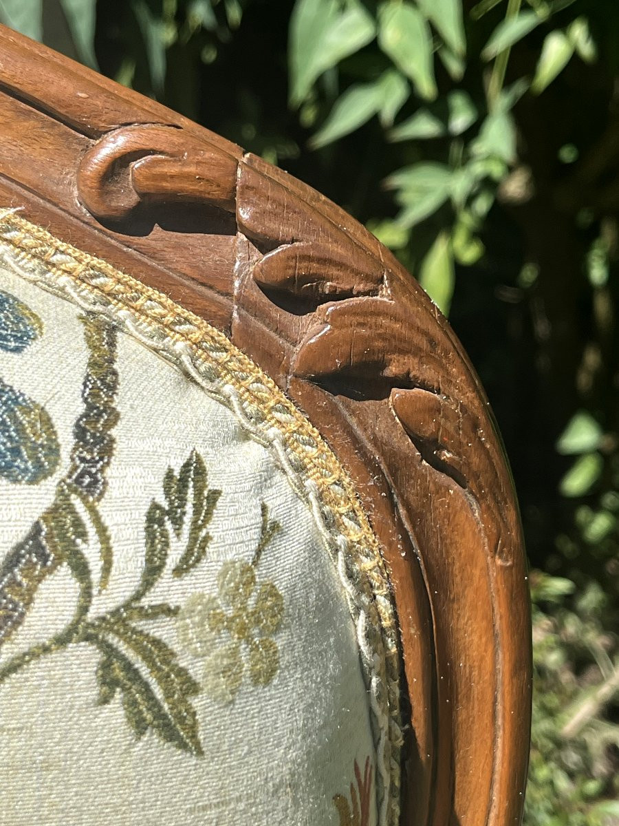 Suite de quatre fauteuils à  dossier plat. Epoque Louis XV. Estampillés GOURDIN-photo-1