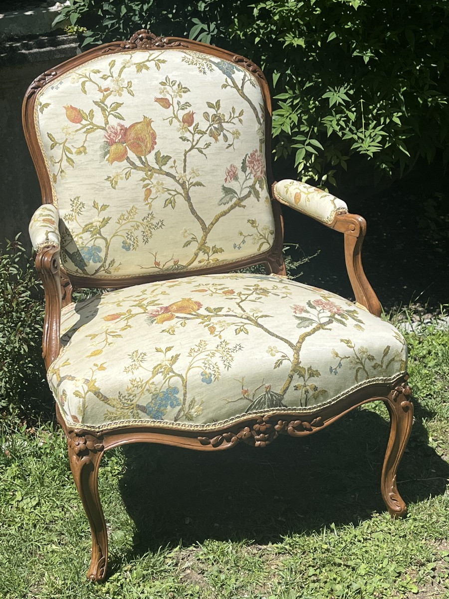 Pair Of  Flat-backed Armchairs . Louis XV Period. Stamped Gourdin-photo-2