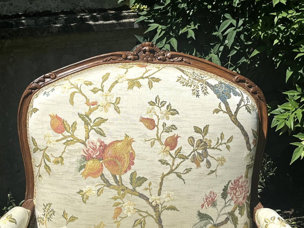 Pair Of  Flat-backed Armchairs . Louis XV Period. Stamped Gourdin-photo-4