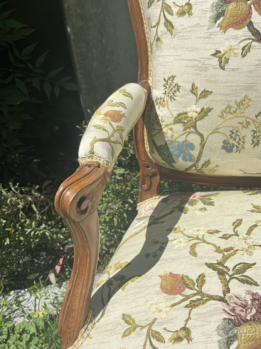 Pair Of  Flat-backed Armchairs . Louis XV Period. Stamped Gourdin-photo-3