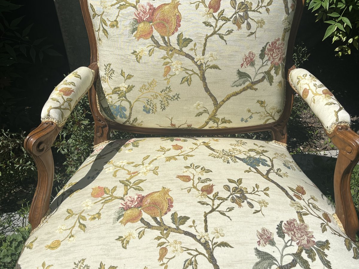 Pair Of  Flat-backed Armchairs . Louis XV Period. Stamped Gourdin-photo-4