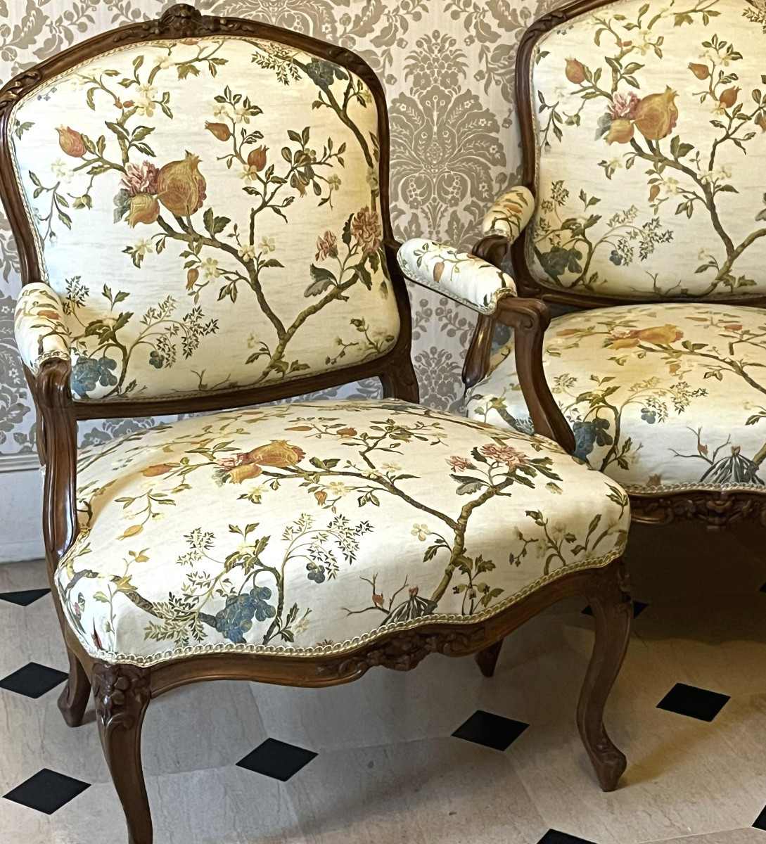 Pair Of  Flat-backed Armchairs . Louis XV Period. Stamped Gourdin