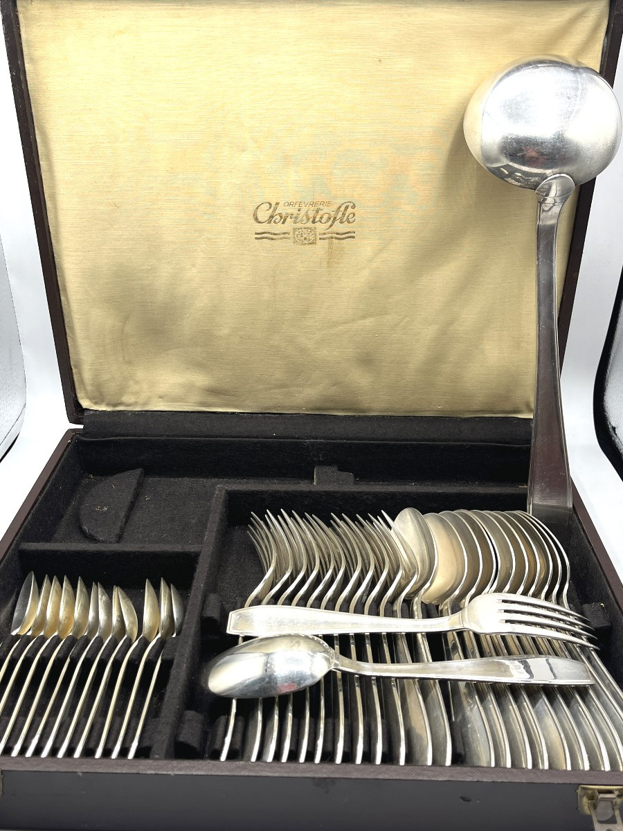 Christofle. Housewife In Solid Silver, Atlas Model, Luc Lanel . 39 Pieces