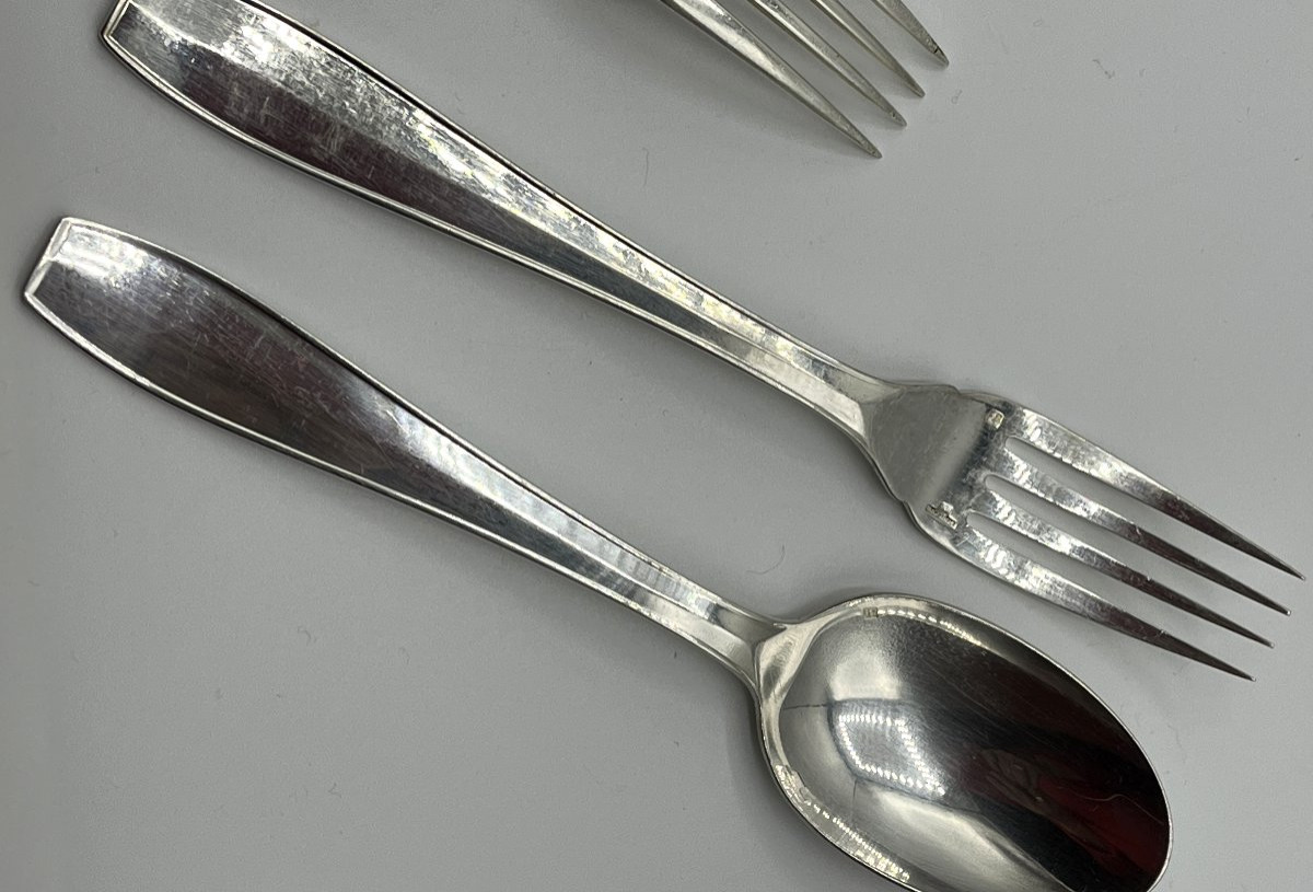 Christofle. Series Of 12 Dessert Cutlery, Atlas Model, Luc Lanel-photo-2